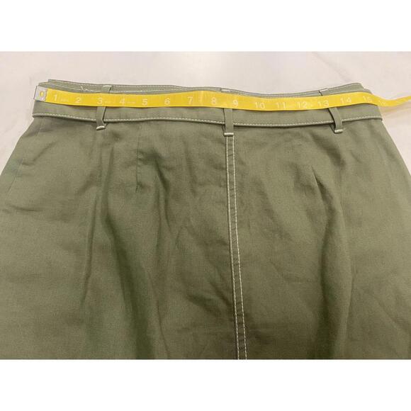 J.Crew Olive Green Button-Front Skirt with Belt - Size 4 - Picture 5 of 6